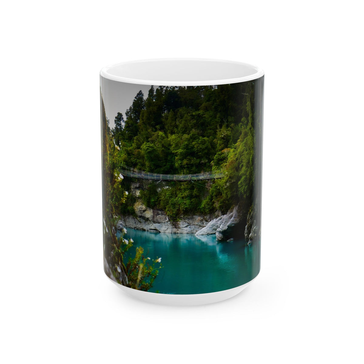 Ceramic Mug, Floral Swing Bridge (11oz, 15oz)