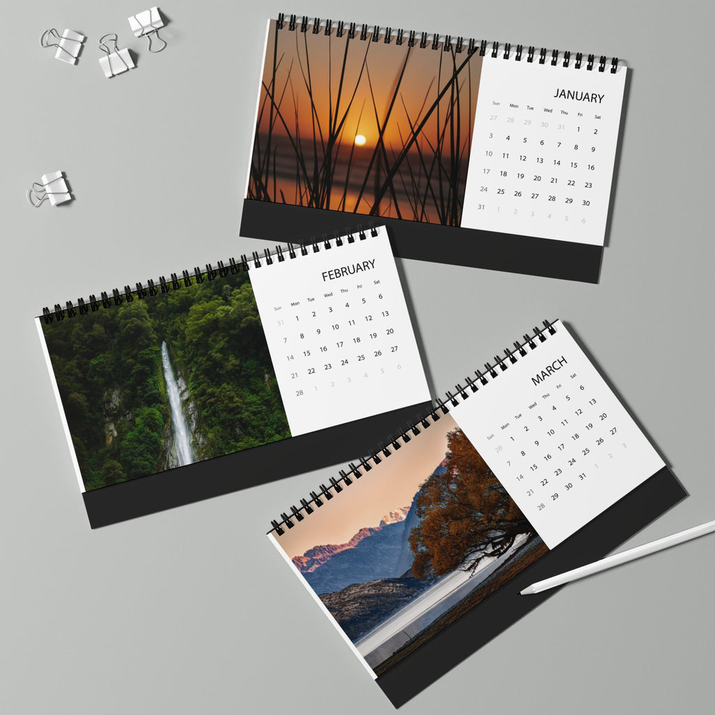 Desktop Calendar | Landscapes of New Zealand (2027 grid)