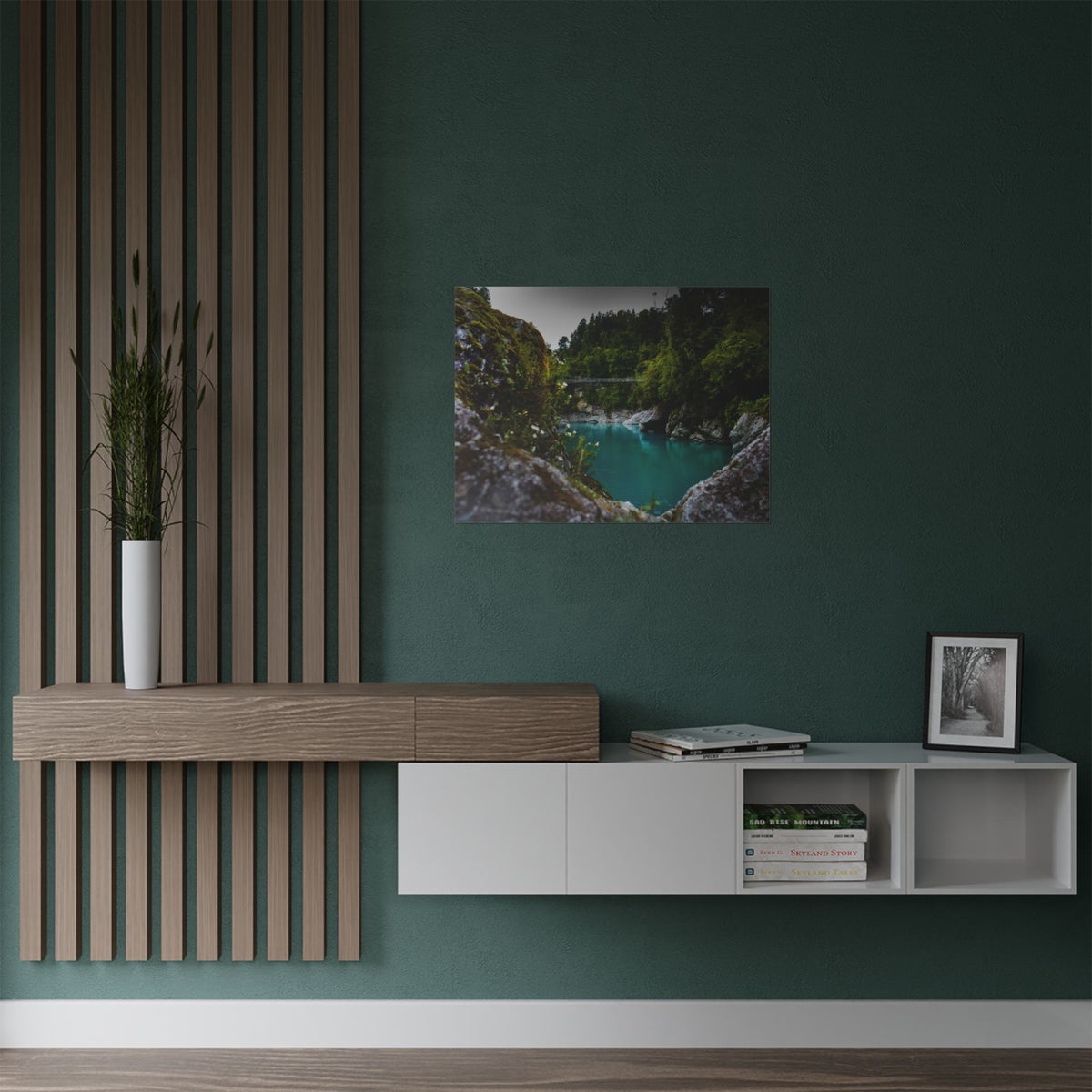 Floral Swing Bridge | Satin Print Landscape Wall Art