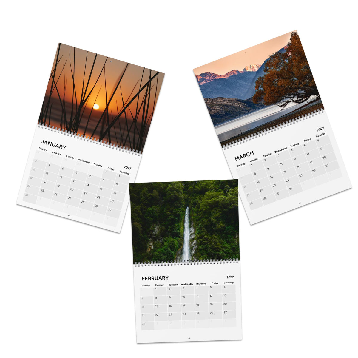 2027 New Zealand  Photography Wall Calendar — Scenic Coastal Landscapes, Monthly Planner