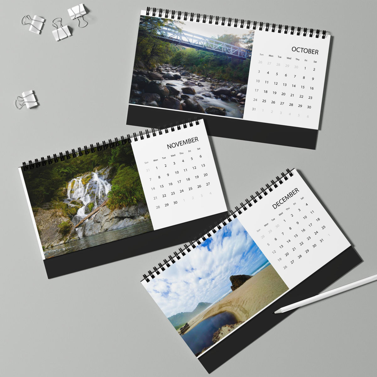 Desktop Calendar | Landscapes of New Zealand (2027 grid)